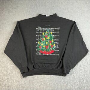 Vintage Holiday Christmas Sweater Extra Large Sweatshirt Mock Neck Deck the Hall